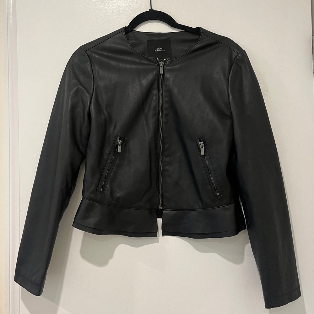 Zara Leather Jacket Women's Medium Black